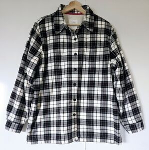 L.L. Bean Plaid Fleece Sherpa Lined Chore Flannel Shirt Jacket Shacket W…